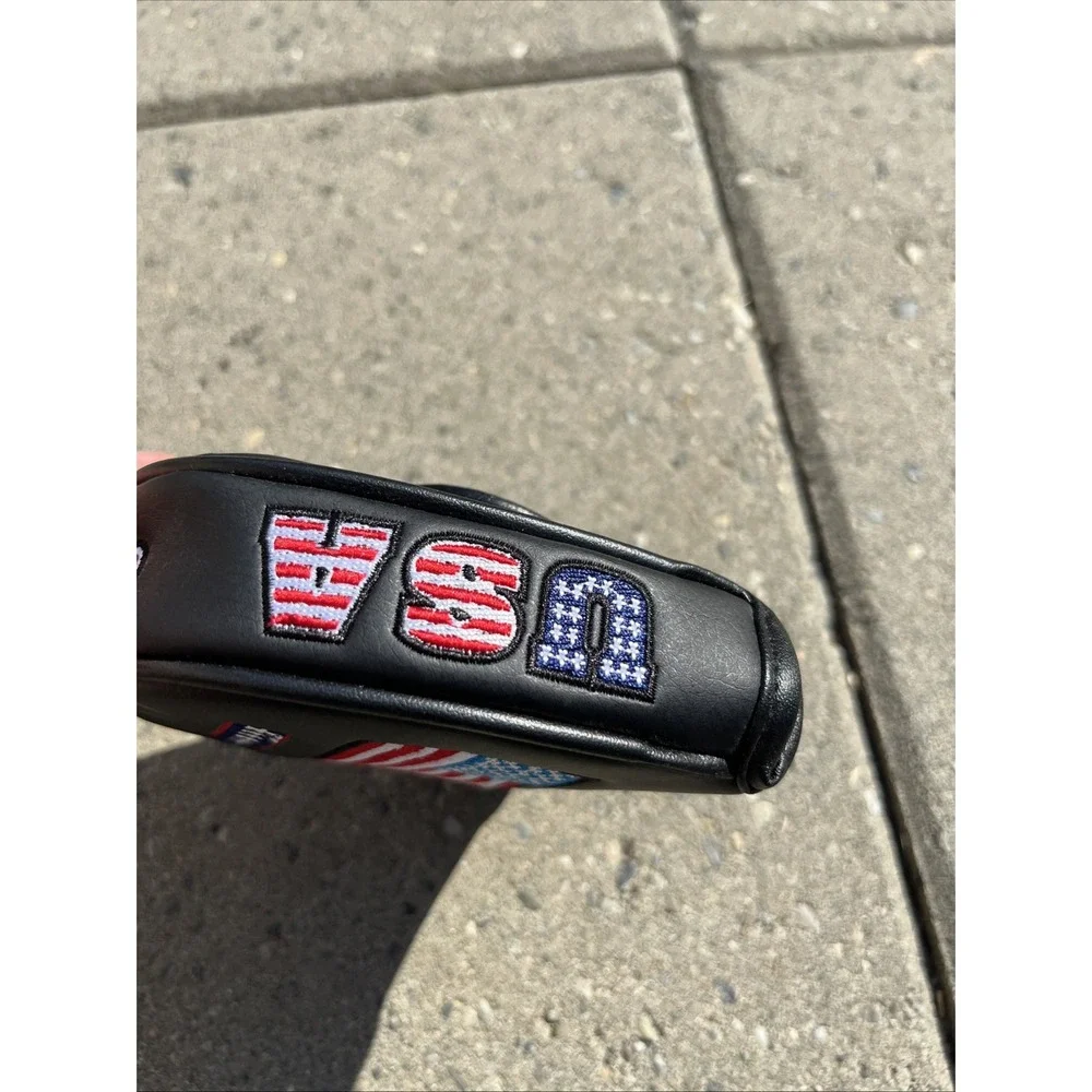 USA Mallet Putter Cover – Patriotic American Flag Magnetic Golf Headcover Blanc